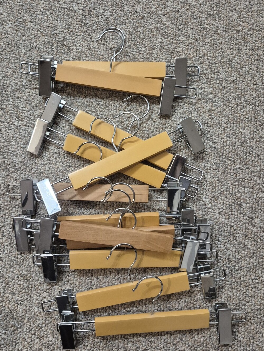Wooden Clip Hangers For Pants Or Skirts 16 Lot
